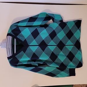 LANDS END Stylish Blue and Teal Argyle Sweater, Size S.